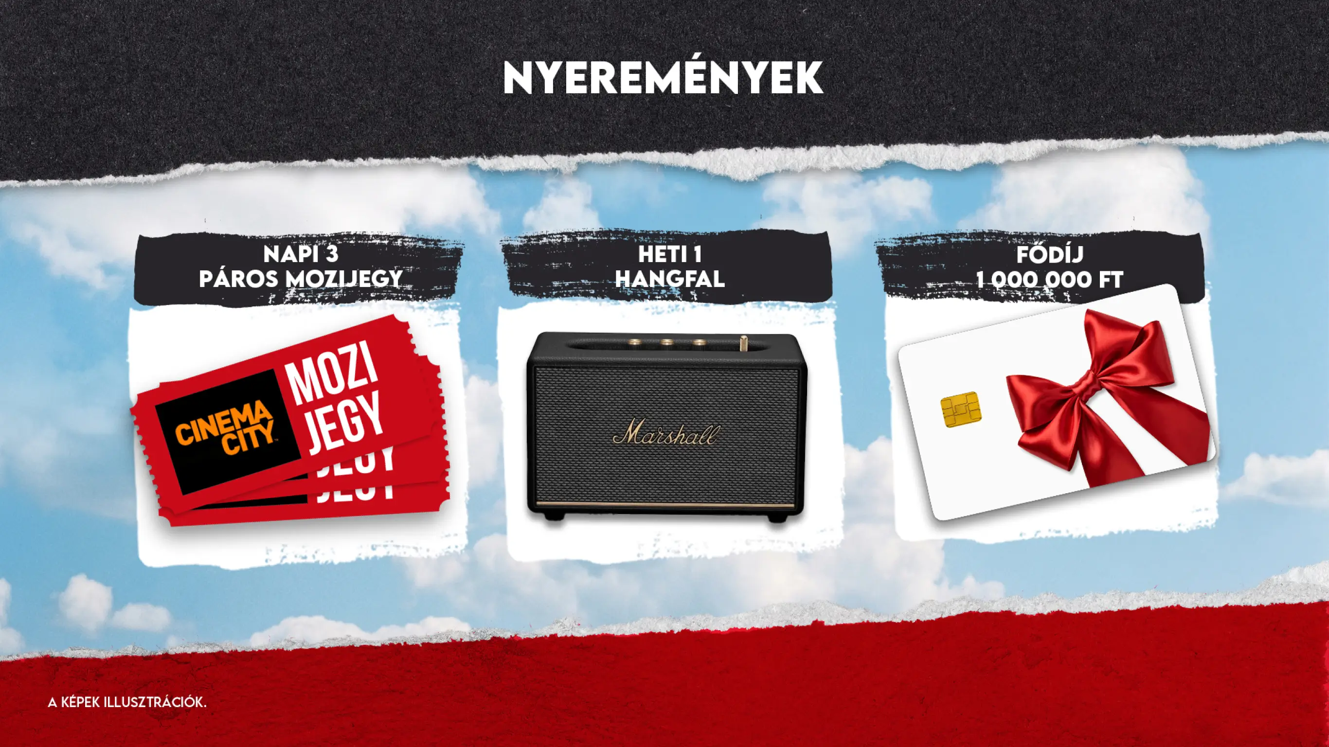 A promócióban megnyerhető nyeremények plakátképe.